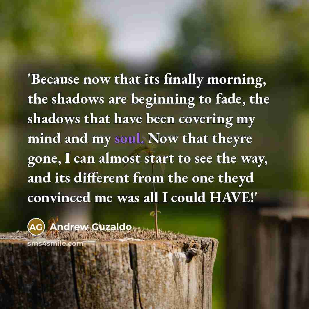 “'Because now that its finally morning, the shadows are beginning…” quote by Andrew Guzaldo