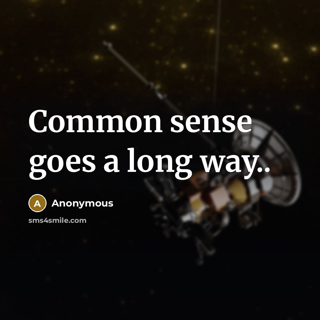 “Common sense goes a long way..” quote by Anonymous