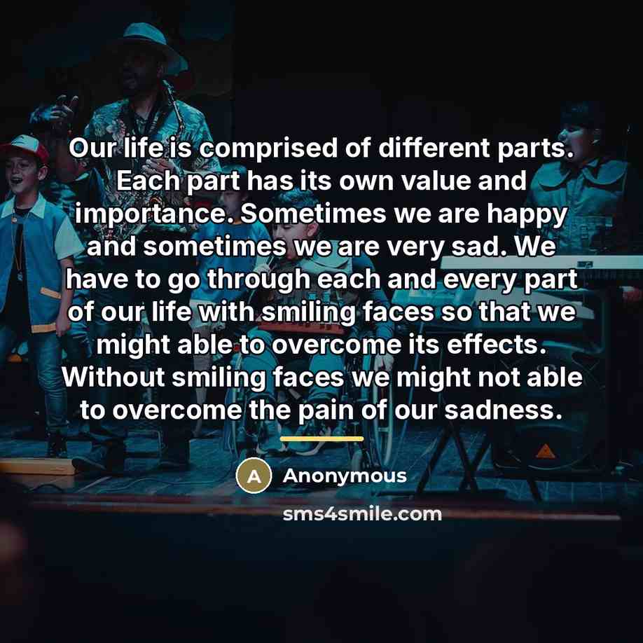 “Our life is comprised of different parts. Each part has…” quote by Anonymous
