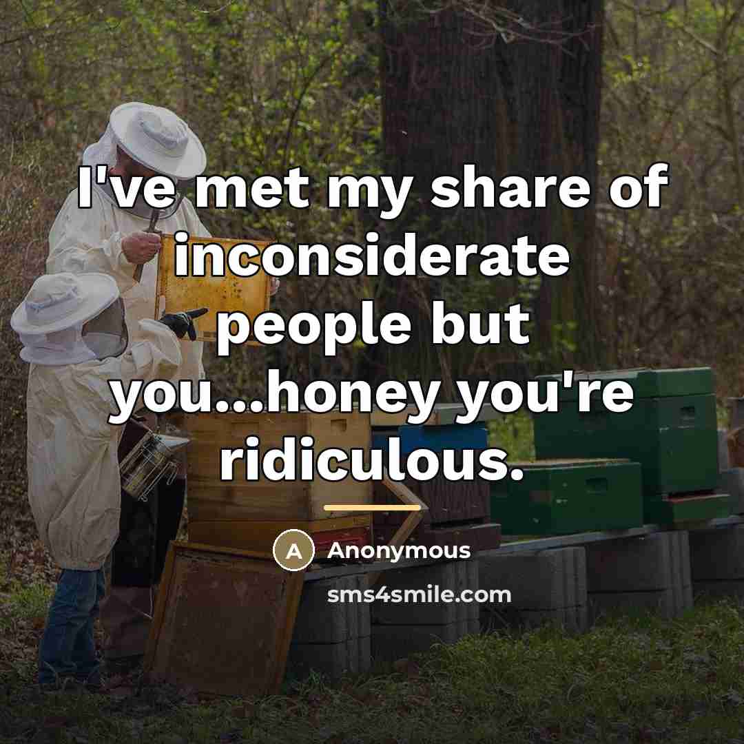 “I've met my share of inconsiderate people but you...honey you're…” quote by Anonymous