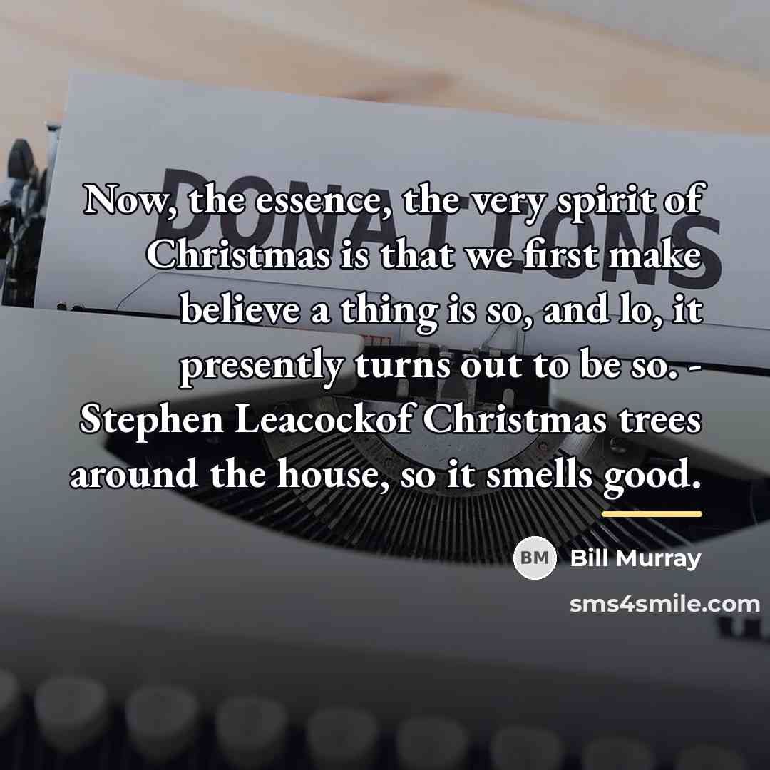 “Now, the essence, the very spirit of Christmas is that…” quote by Bill Murray