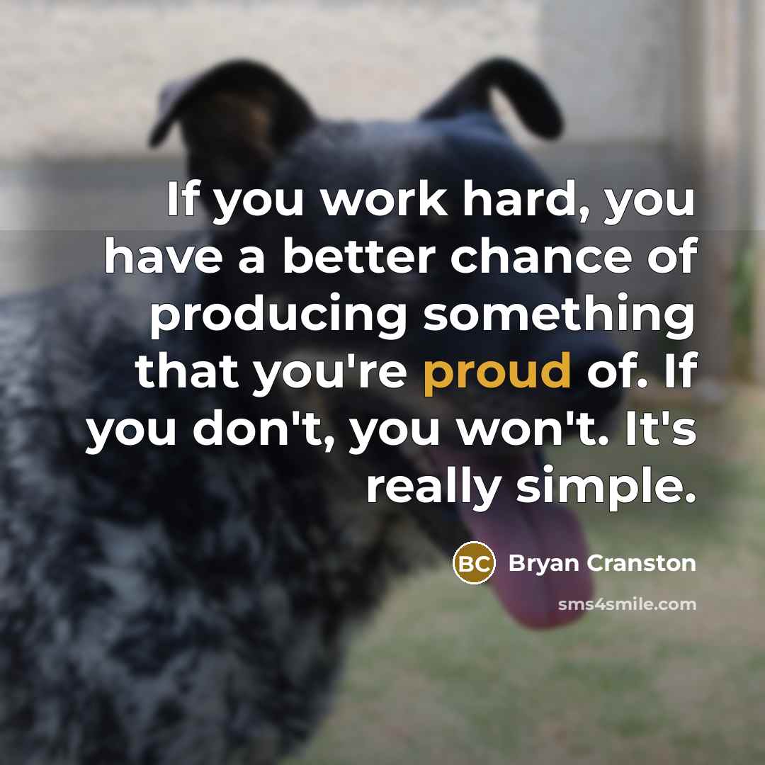 “If you work hard, you have a better chance of…” quote by Bryan Cranston