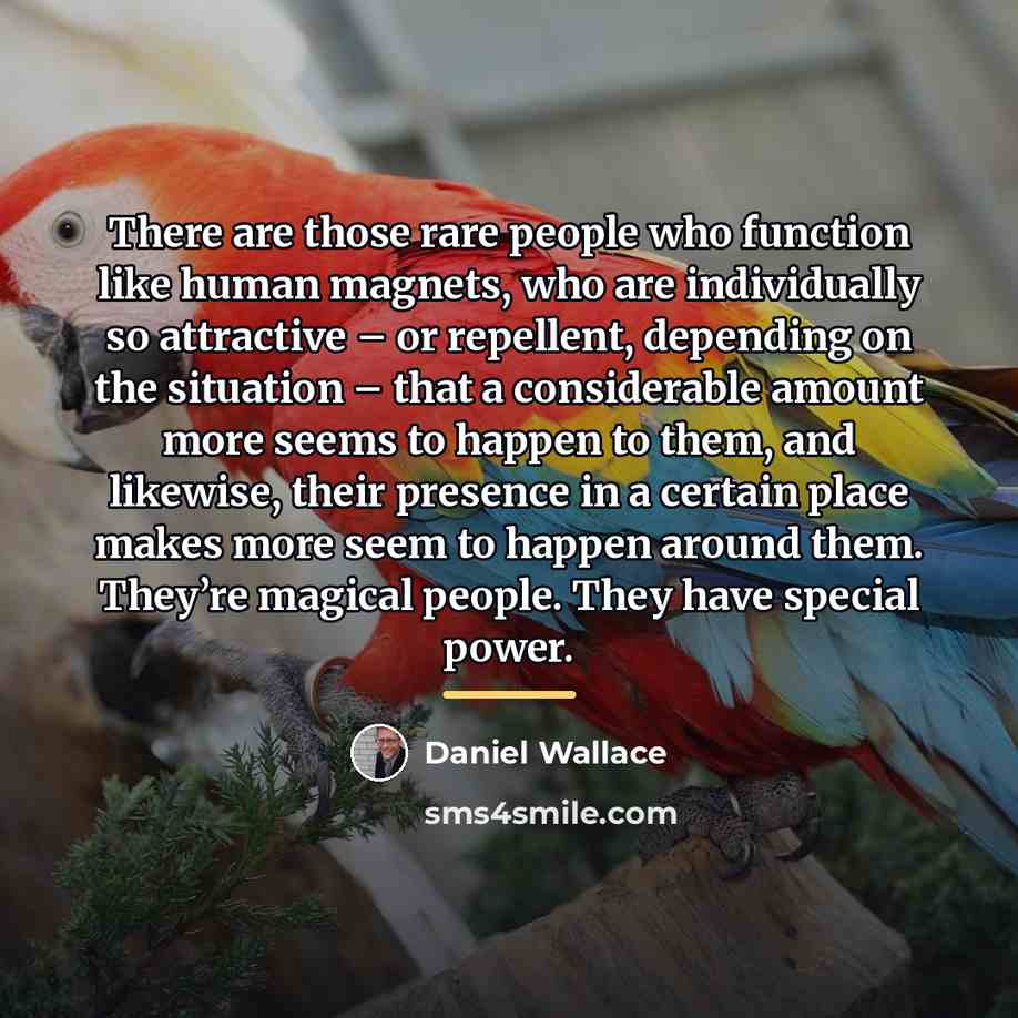 “There are those rare people who function like human magnets,…” quote by Daniel Wallace