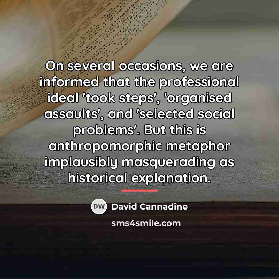 “On several occasions, we are informed that the professional ideal…” quote by David Cannadine