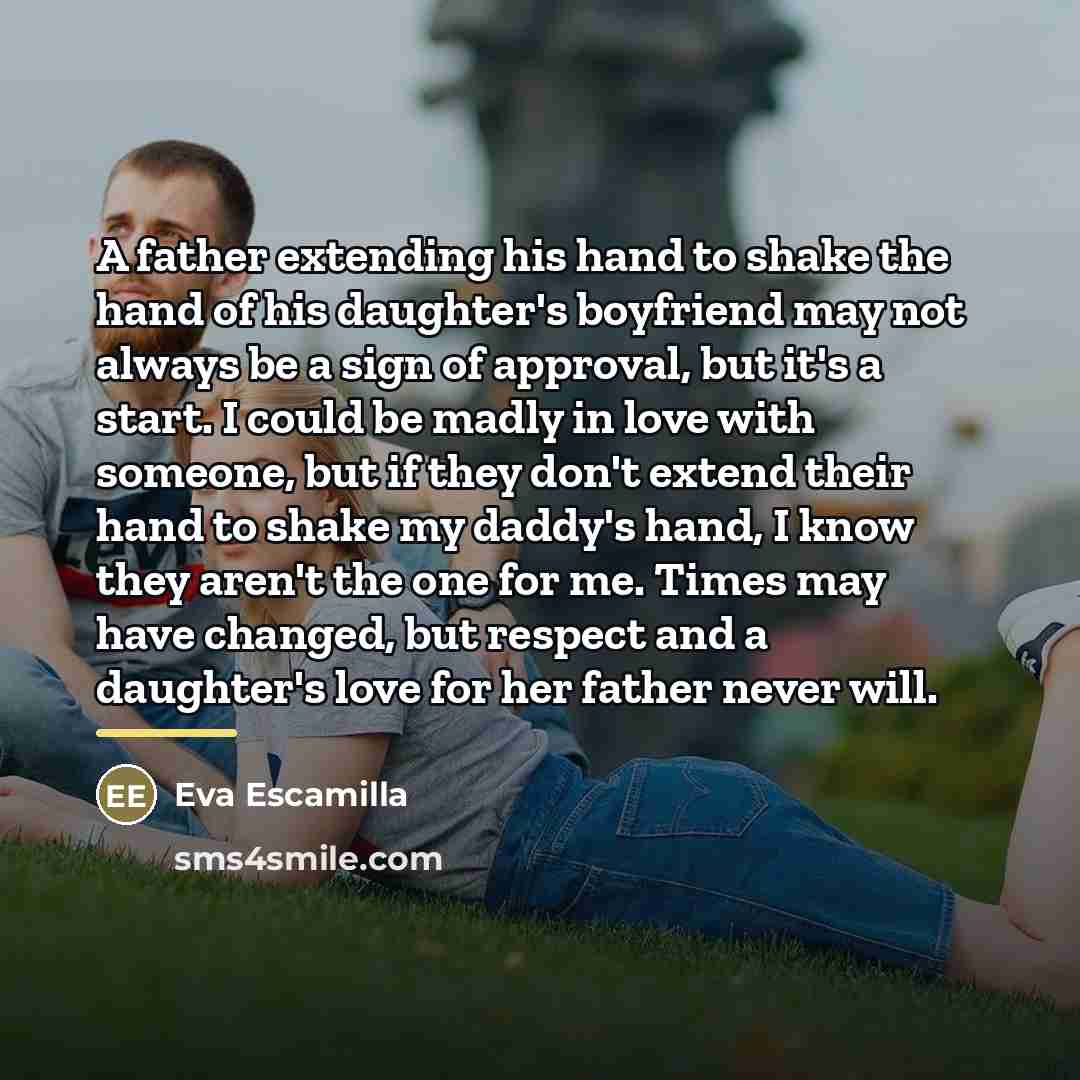 “A father extending his hand to shake the hand of…” quote by Eva Escamilla