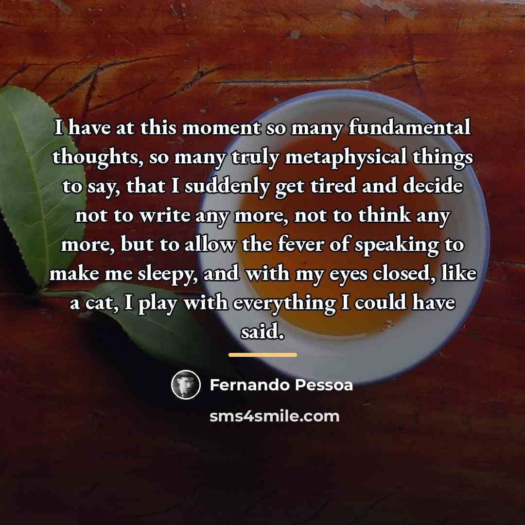 “I have at this moment so many fundamental thoughts, so…” quote by Fernando Pessoa