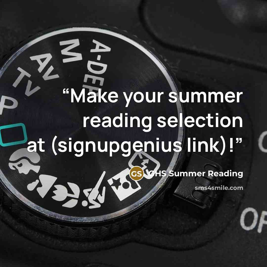 “Make your summer reading selection at (signupgenius link)!” quote by GHS Summer Reading