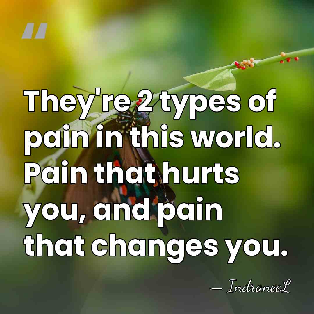 They're 2 types of pain in this world. Pain that hurts you,&hellip; - IndraneeL