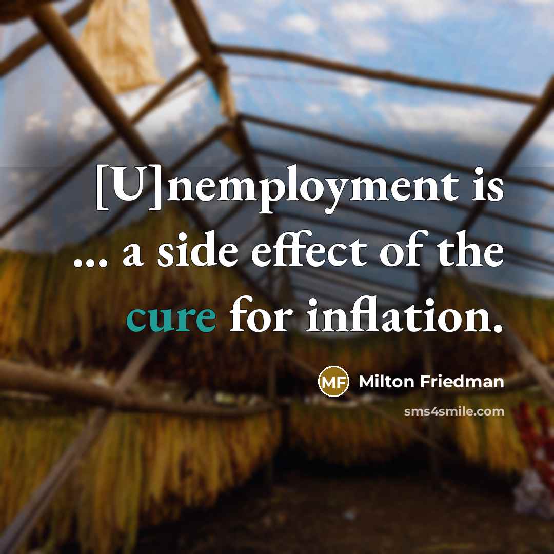 “[U]nemployment is ... a side effect of the cure for…” quote by Milton Friedman