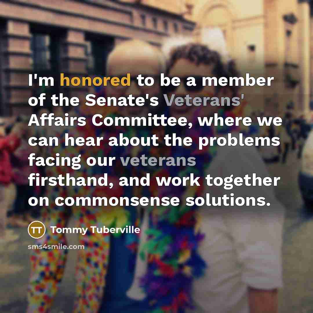 “I'm honored to be a member of the Senate's Veterans'…” quote by Tommy Tuberville