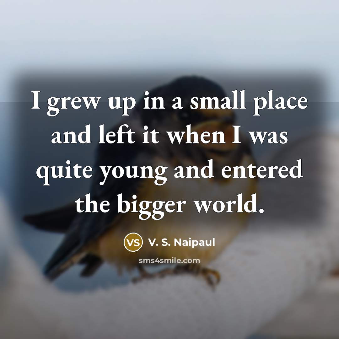 “I grew up in a small place and left it…” quote by V. S. Naipaul