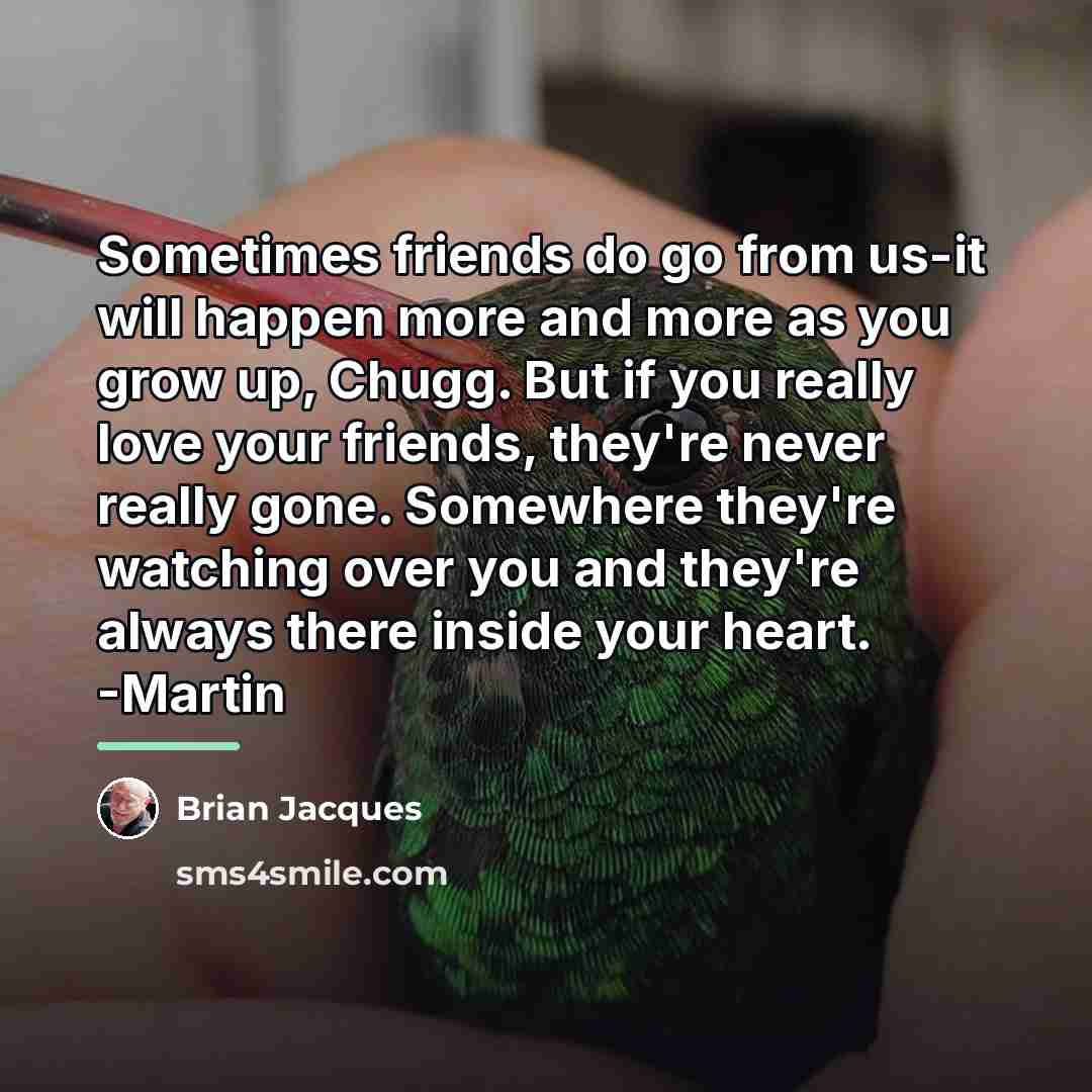“Sometimes friends do go from us-it will happen more and…” quote by Brian Jacques