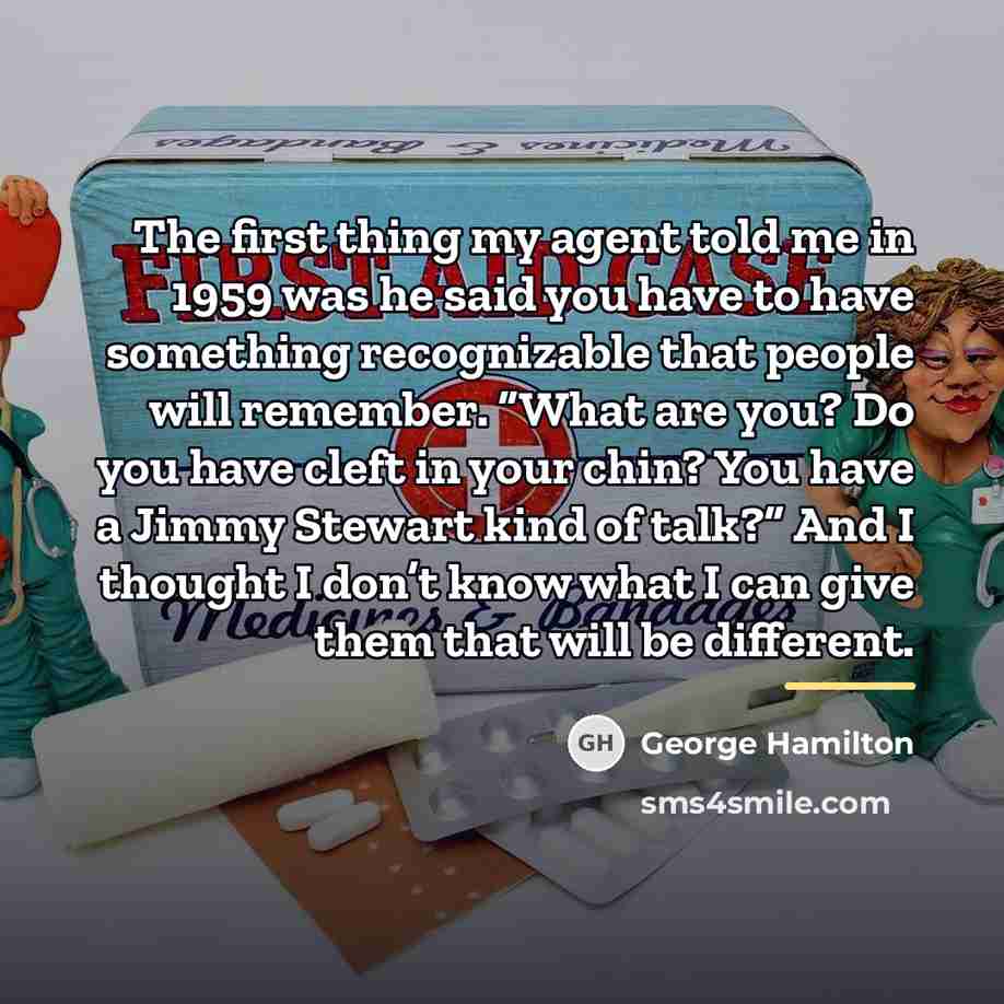 “The first thing my agent told me in 1959 was…” quote by George Hamilton