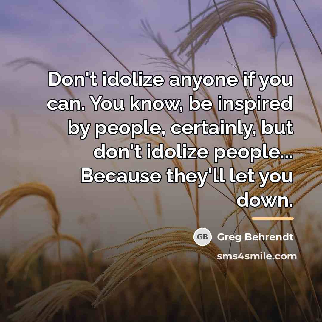 “Don't idolize anyone if you can. You know, be inspired…” quote by Greg Behrendt