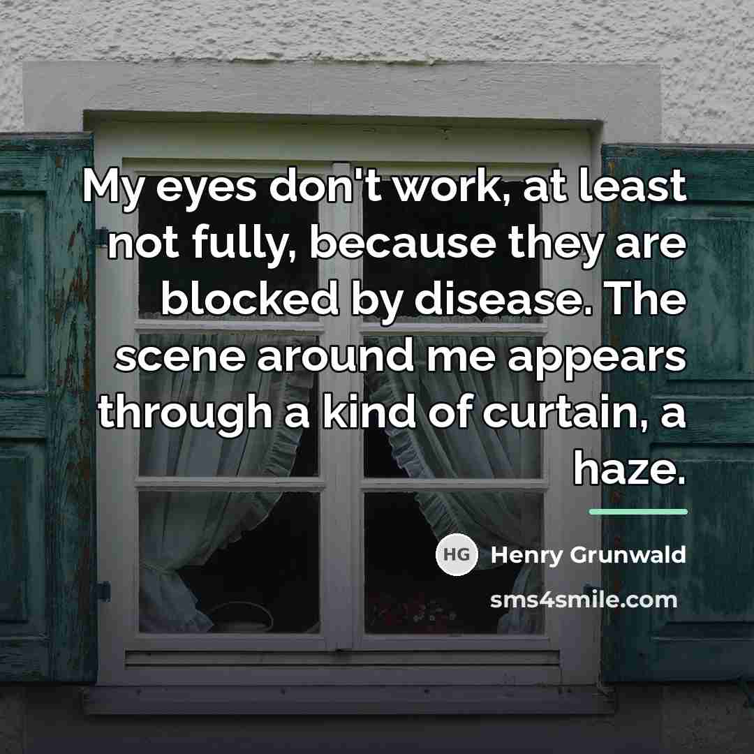 “My eyes don't work, at least not fully, because they…” quote by Henry Grunwald
