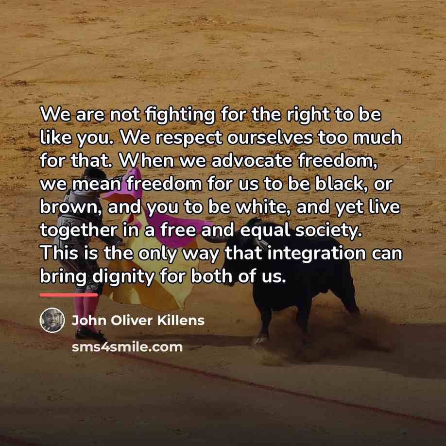 “We are not fighting for the right to be like…” quote by John Oliver Killens