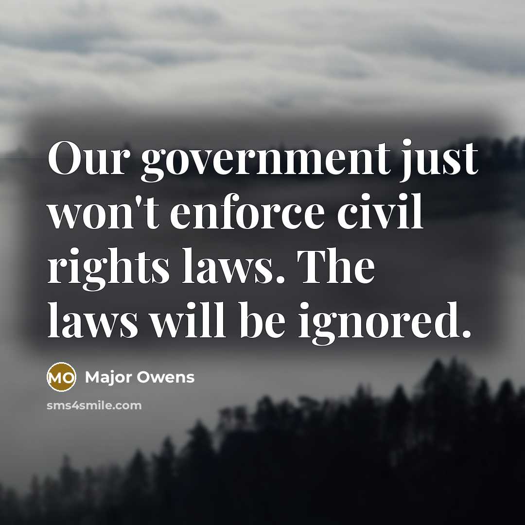 “Our government just won't enforce civil rights laws. The laws…” quote by Major Owens