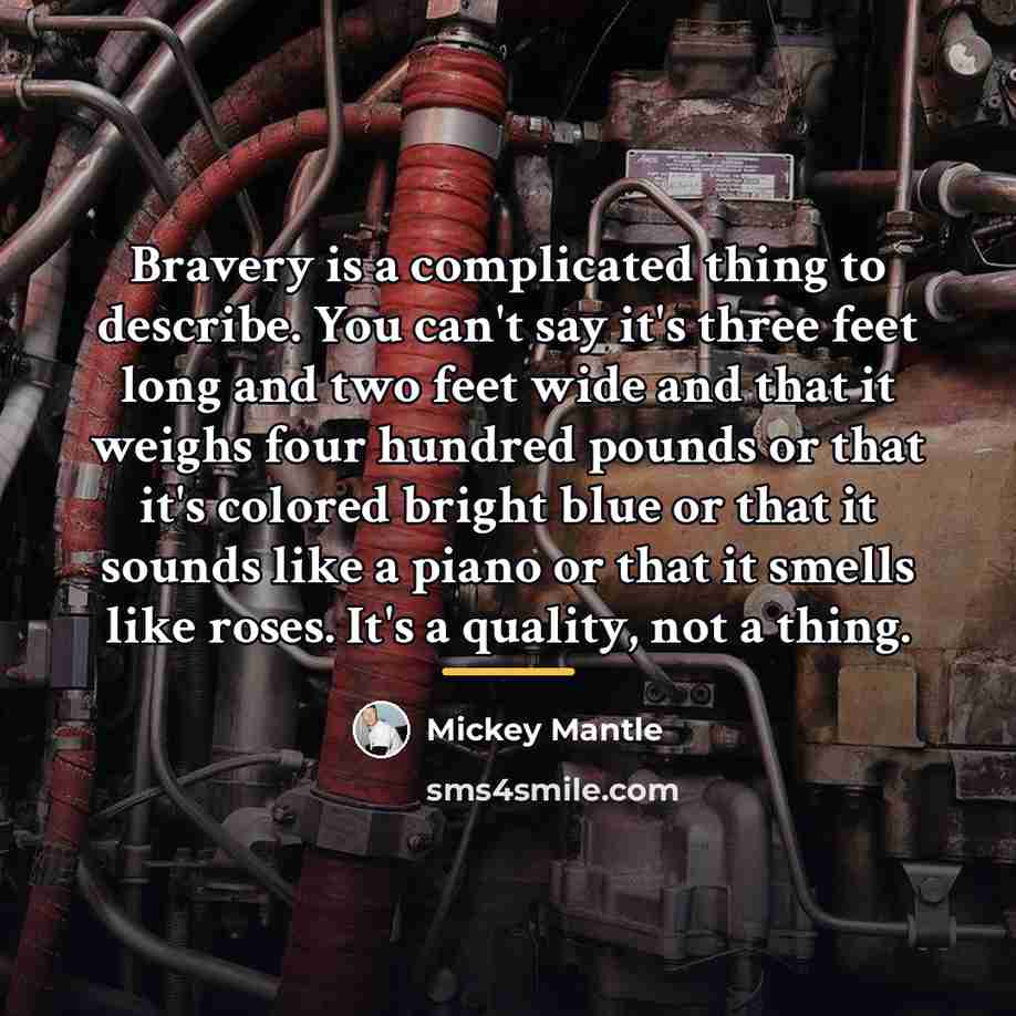 “Bravery is a complicated thing to describe. You can't say…” quote by Mickey Mantle