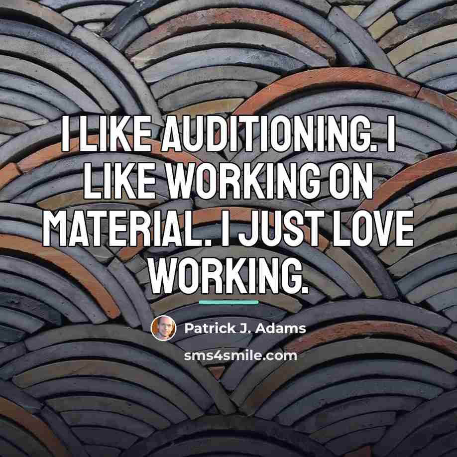 “I like auditioning. I like working on material. I just…” quote by Patrick J. Adams