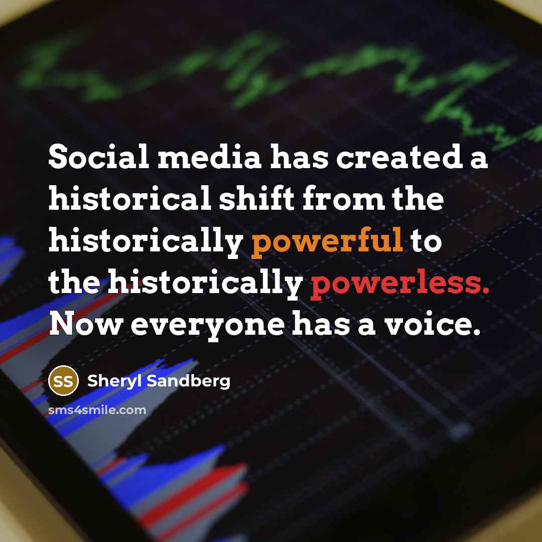 “Social media has created a historical shift from the historically…” quote by Sheryl Sandberg
