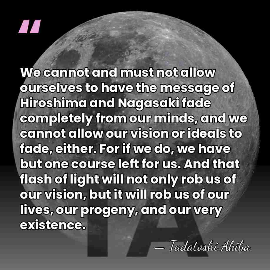 We cannot and must not allow ourselves to have the message of&hellip; - Tadatoshi Akiba