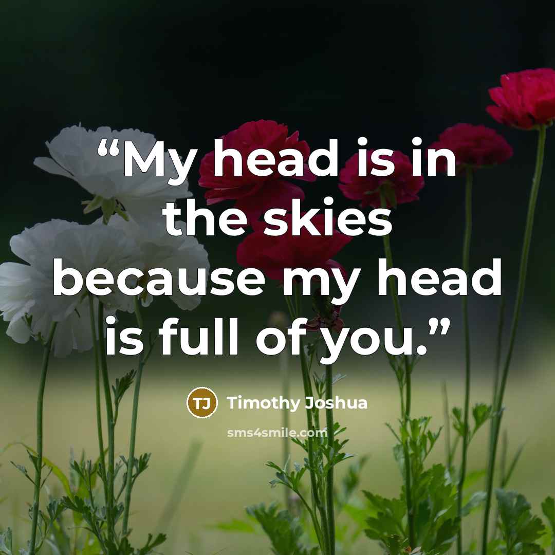 “My head is in the skies because my head is full of you.” quote by Timothy Joshua