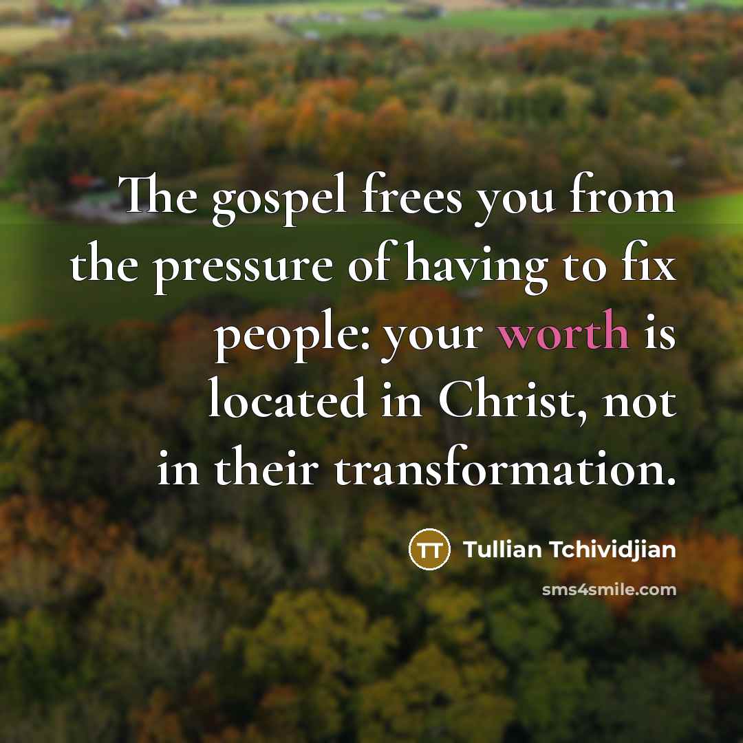 “The gospel frees you from the pressure of having to…” quote by Tullian Tchividjian