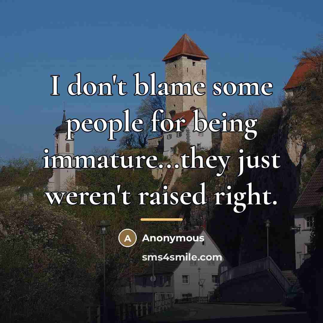 “I don't blame some people for being immature...they just weren't…” quote by Anonymous