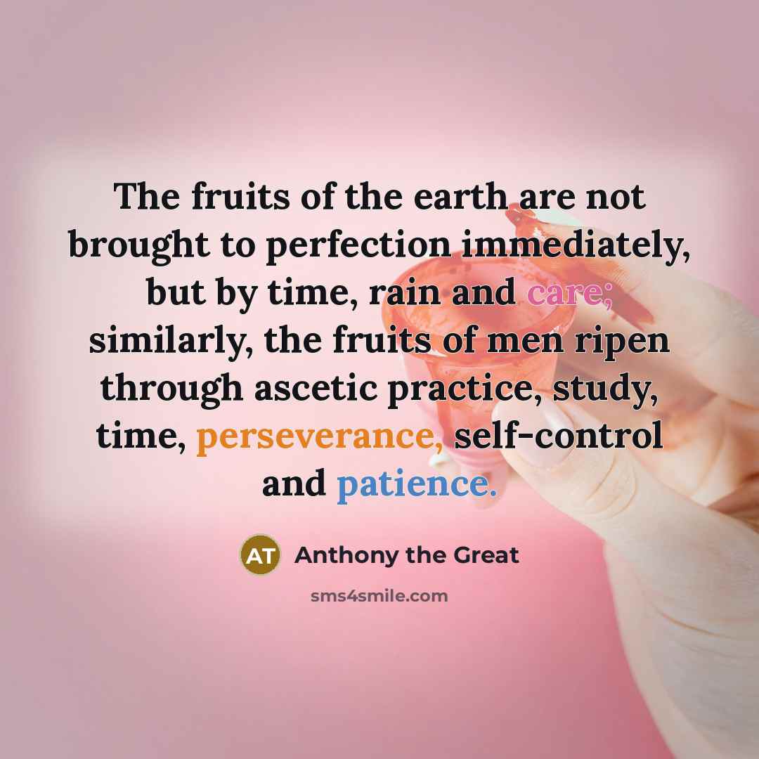 “The fruits of the earth are not brought to perfection…” quote by Anthony the Great