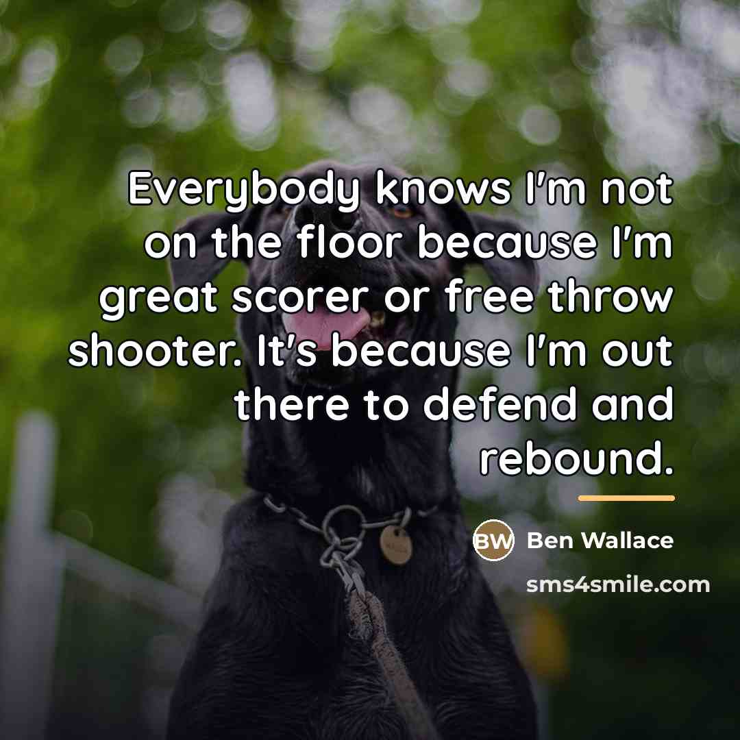 “Everybody knows I'm not on the floor because I'm great…” quote by Ben Wallace