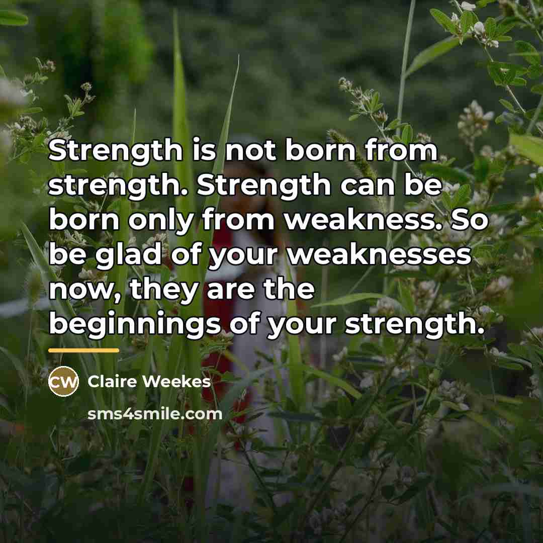 “Strength is not born from strength. Strength can be born…” quote by Claire Weekes