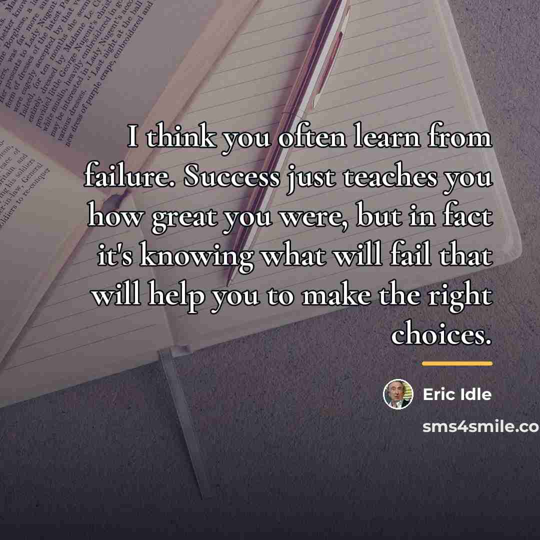 “I think you often learn from failure. Success just teaches…” quote by Eric Idle
