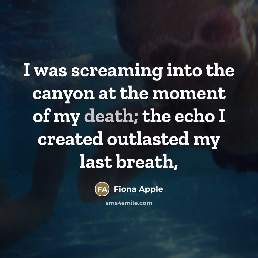 “I was screaming into the canyon at the moment of…” quote by Fiona Apple