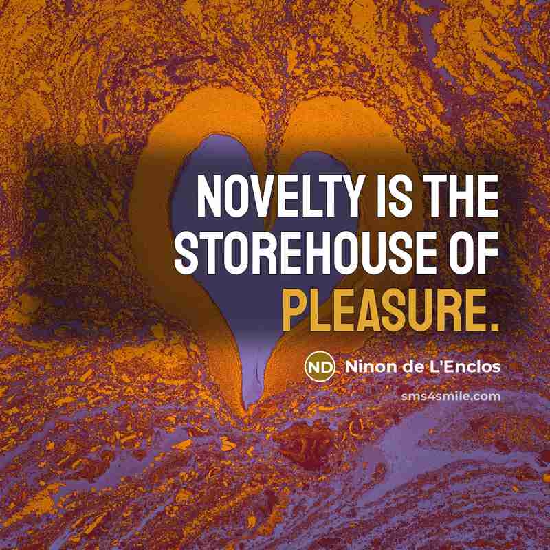 “Novelty is the storehouse of pleasure.…” quote by Ninon de L'Enclos