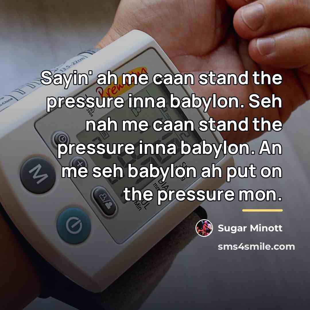 “Sayin' ah me caan stand the pressure inna babylon. Seh…” quote by Sugar Minott