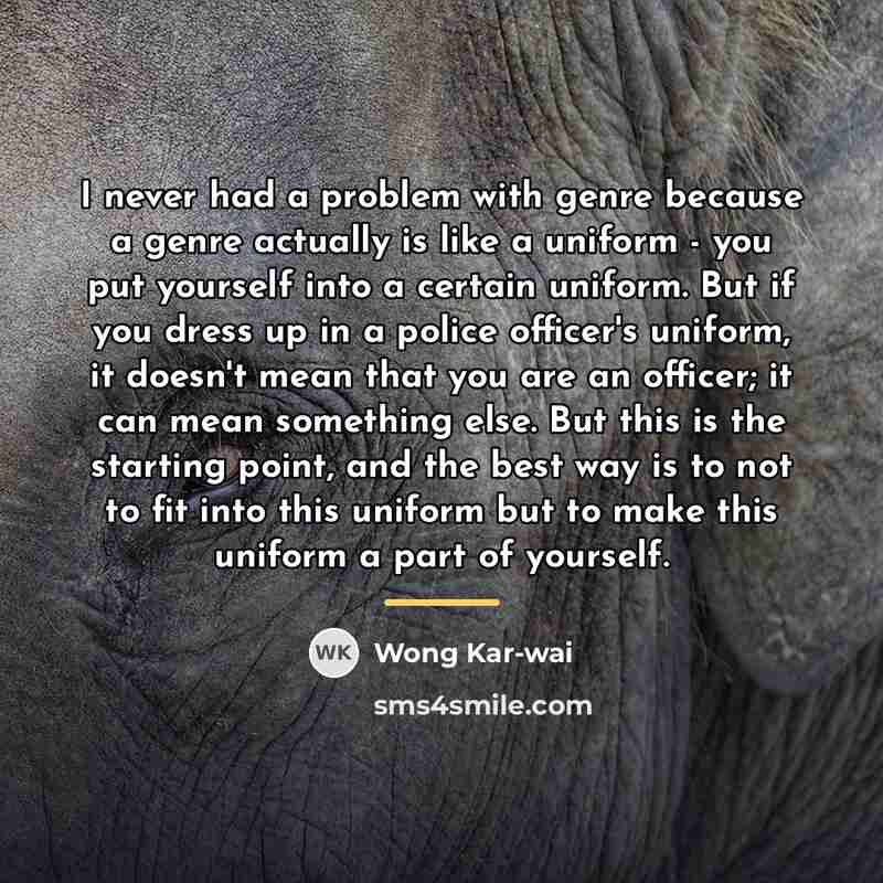 “I never had a problem with genre because a genre…” quote by Wong Kar-wai