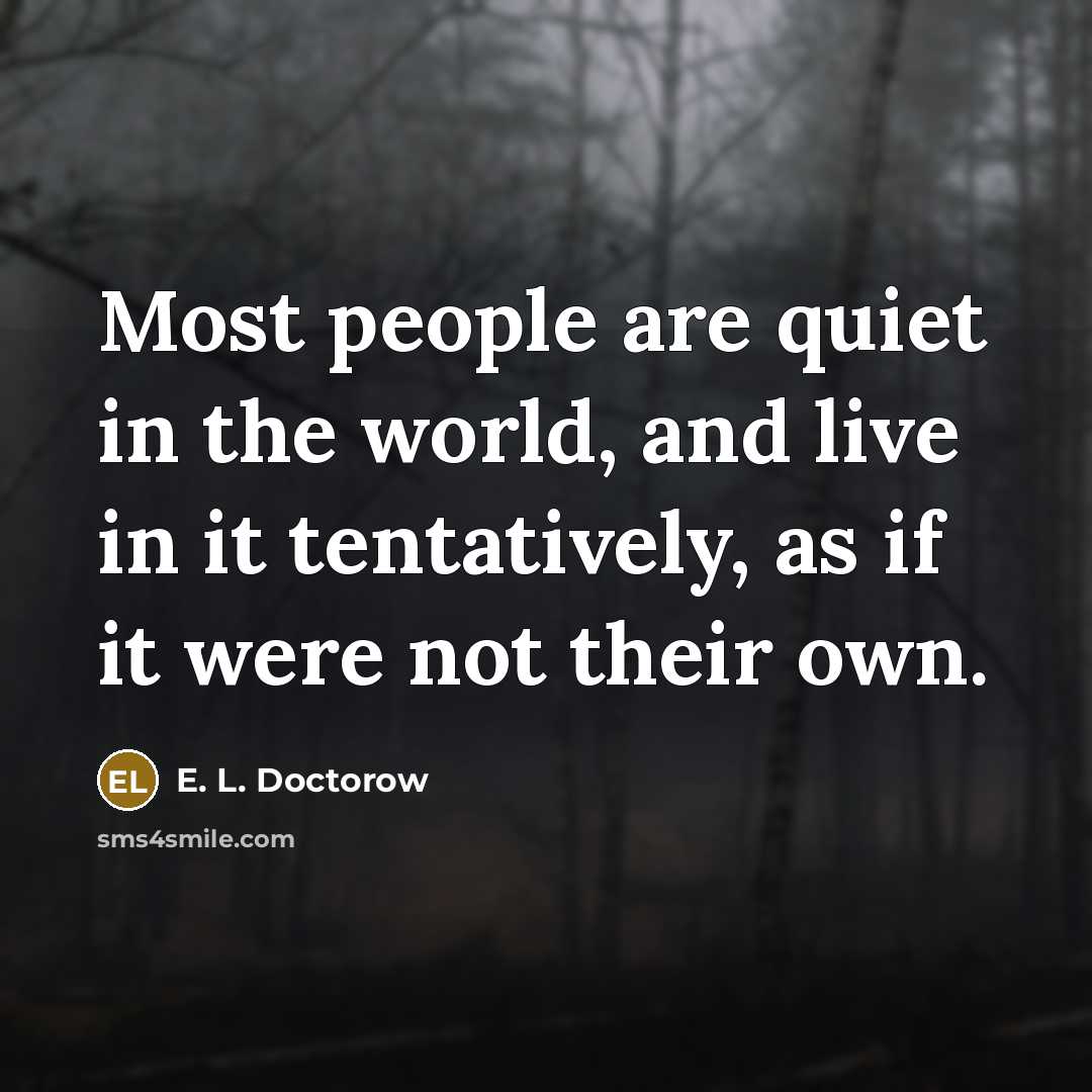 “Most people are quiet in the world, and live in…” quote by E. L. Doctorow