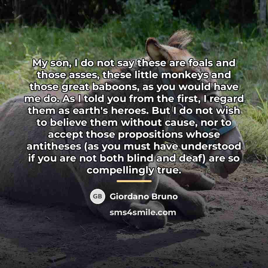 “My son, I do not say these are foals and…” quote by Giordano Bruno