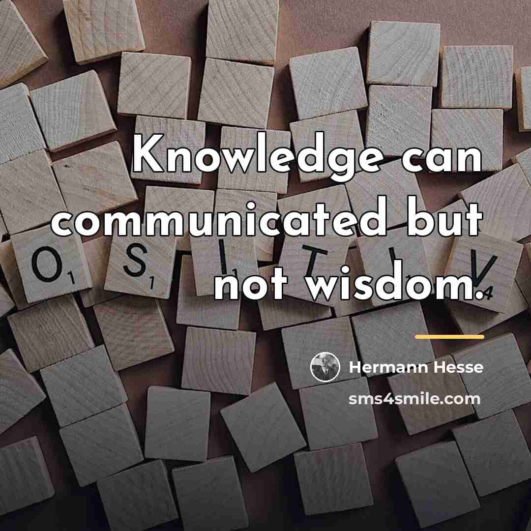 “Knowledge can communicated but not wisdom.…” quote by Hermann Hesse