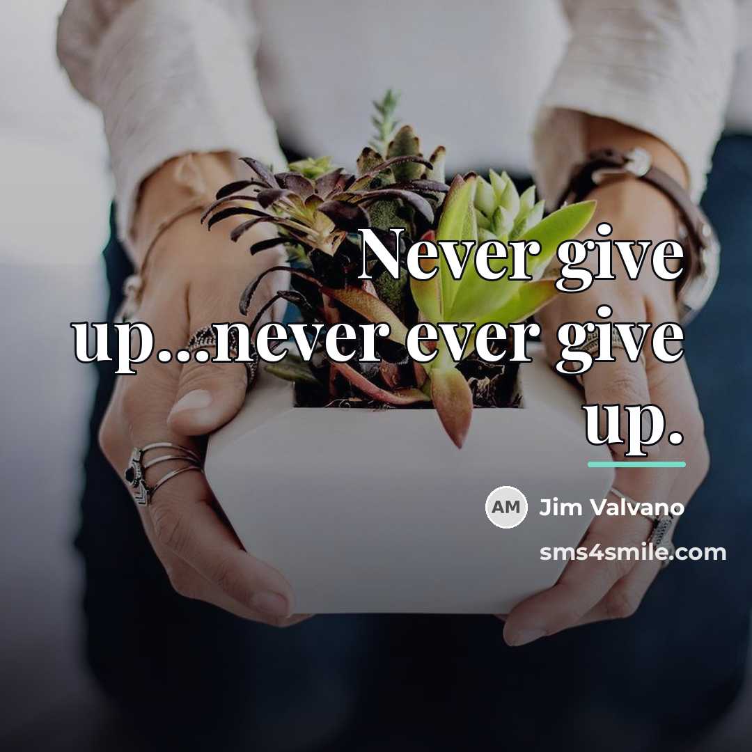 “Never give up...never ever give up.…” quote by Jim Valvano
