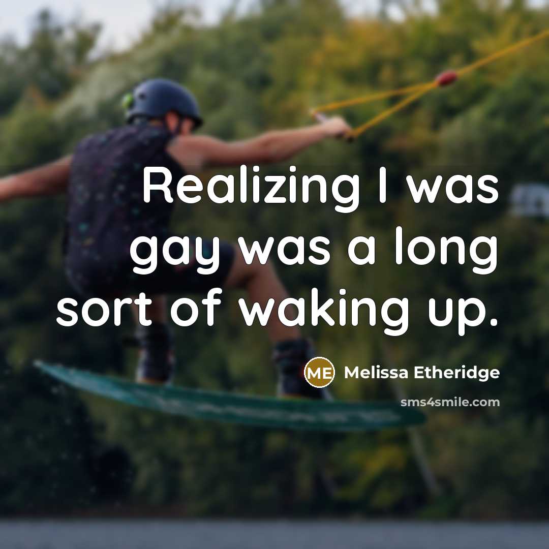 “Realizing I was gay was a long sort of waking…” quote by Melissa Etheridge