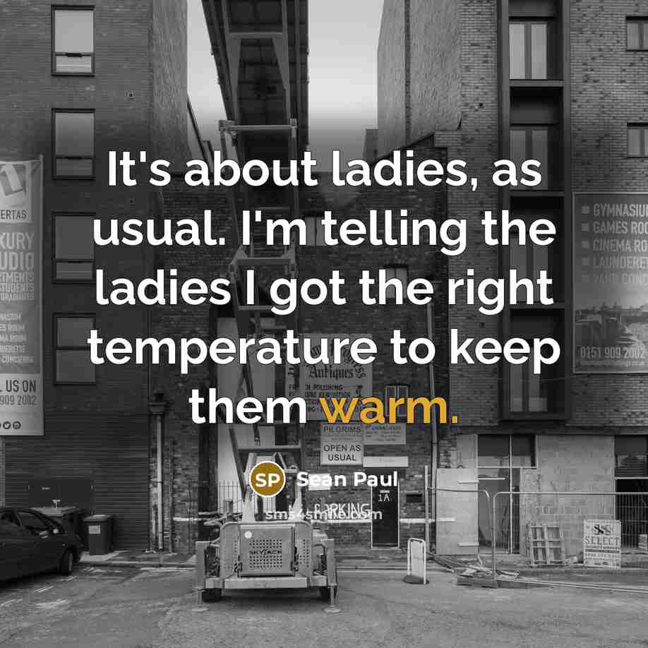 “It's about ladies, as usual. I'm telling the ladies I…” quote by Sean Paul