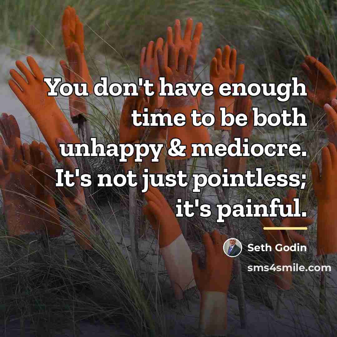 “You don't have enough time to be both unhappy &…” quote by Seth Godin