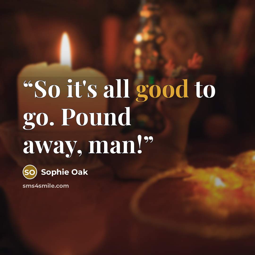 “So it's all good to go. Pound away, man!” quote by Sophie Oak