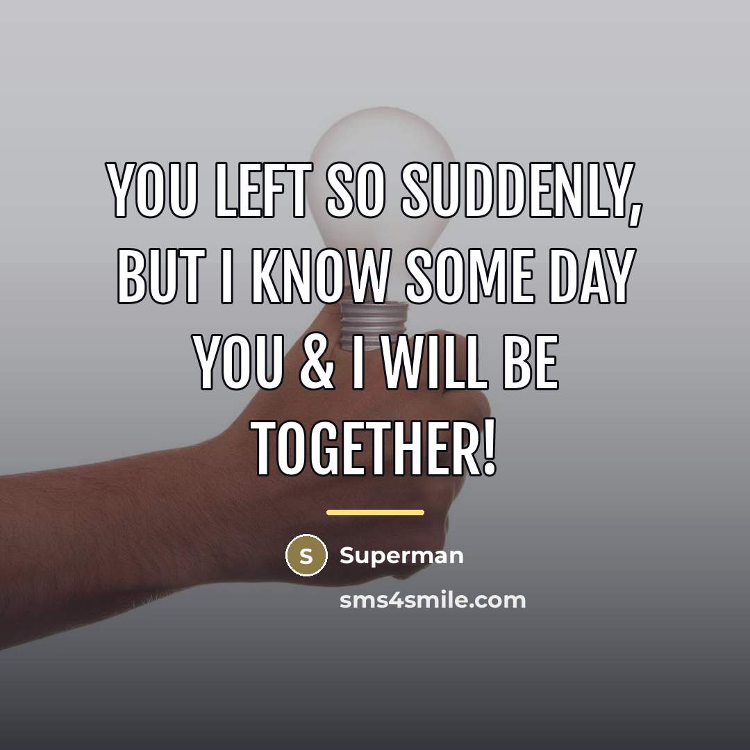 “You Left So Suddenly, But I Know Some Day You…” quote by Superman