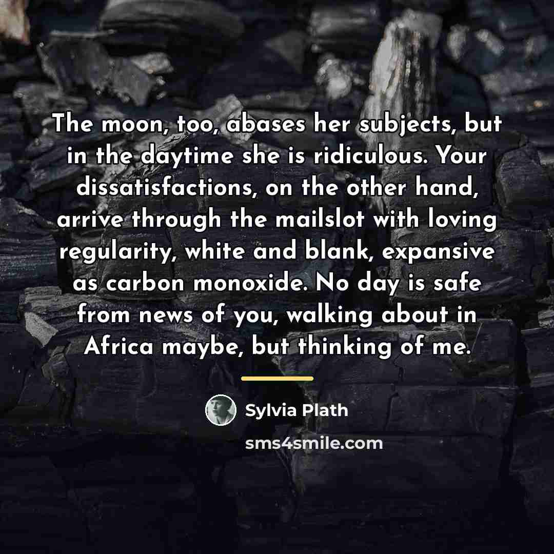 “The moon, too, abases her subjects, but in the daytime…” quote by Sylvia Plath