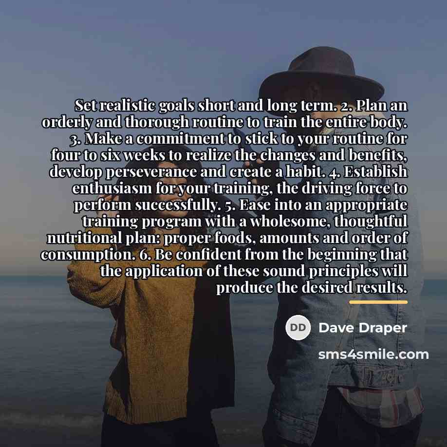 “Set realistic goals short and long term. 2. Plan an…” quote by Dave Draper