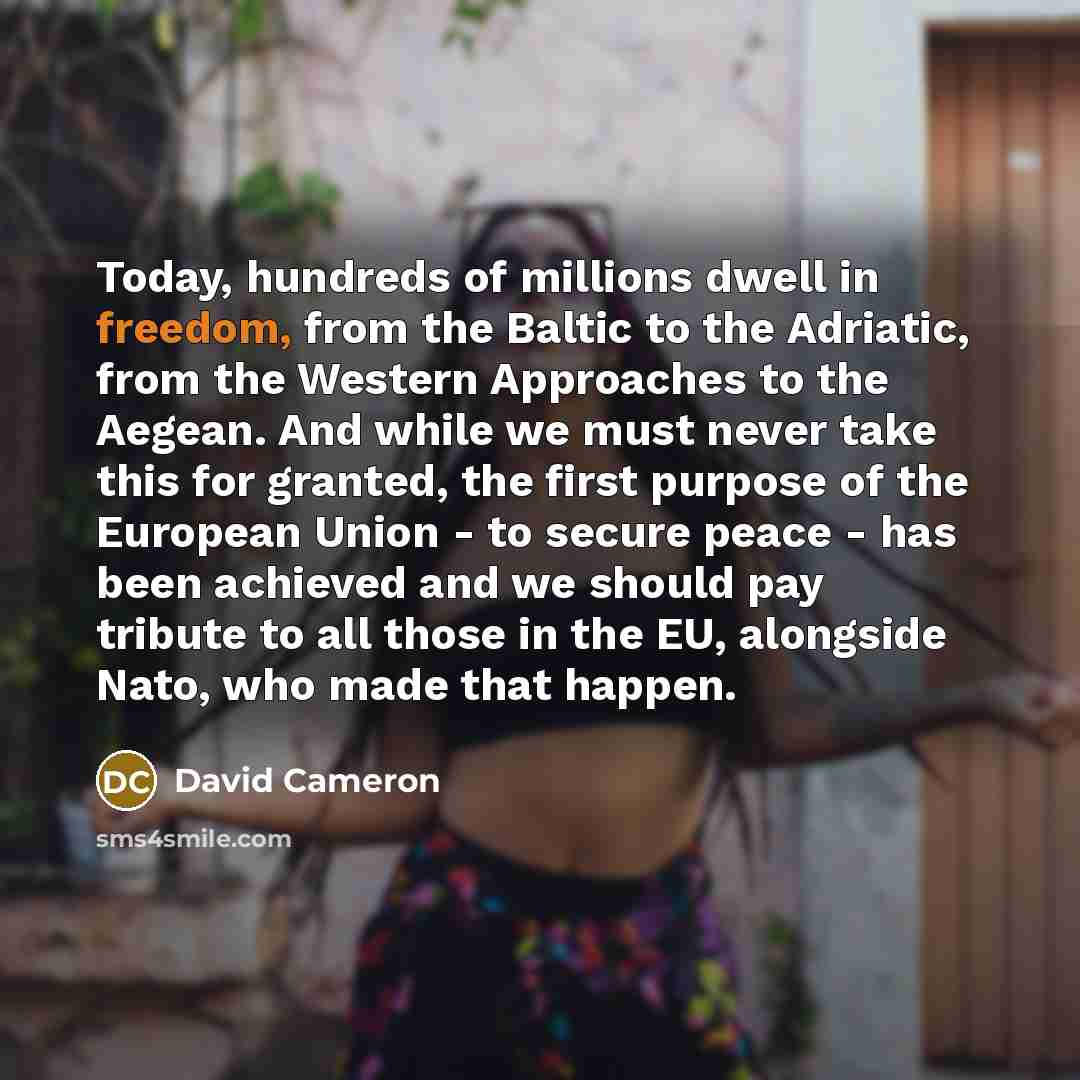 “Today, hundreds of millions dwell in freedom, from the Baltic…” quote by David Cameron