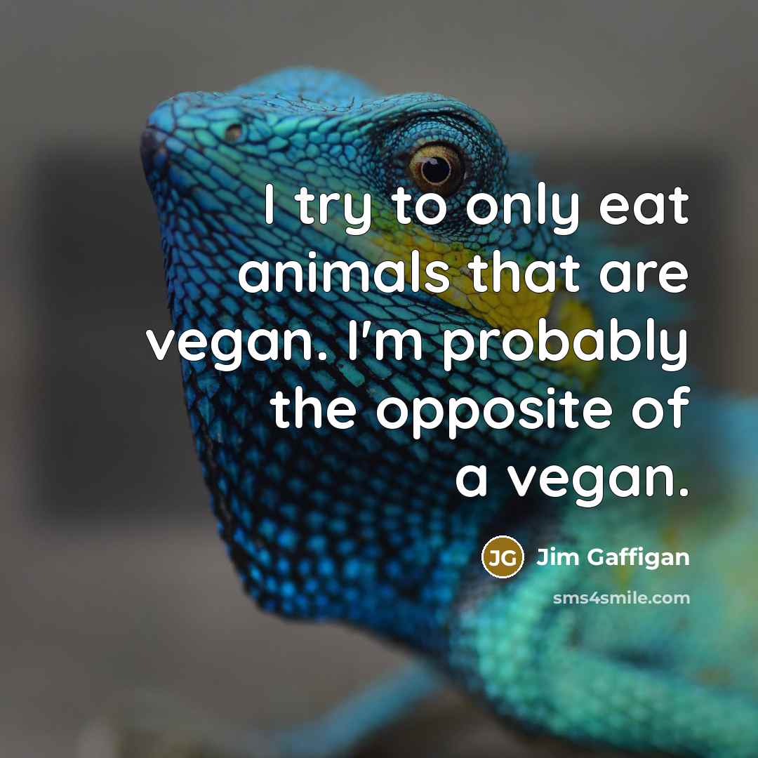 “I try to only eat animals that are vegan. I'm…” quote by Jim Gaffigan