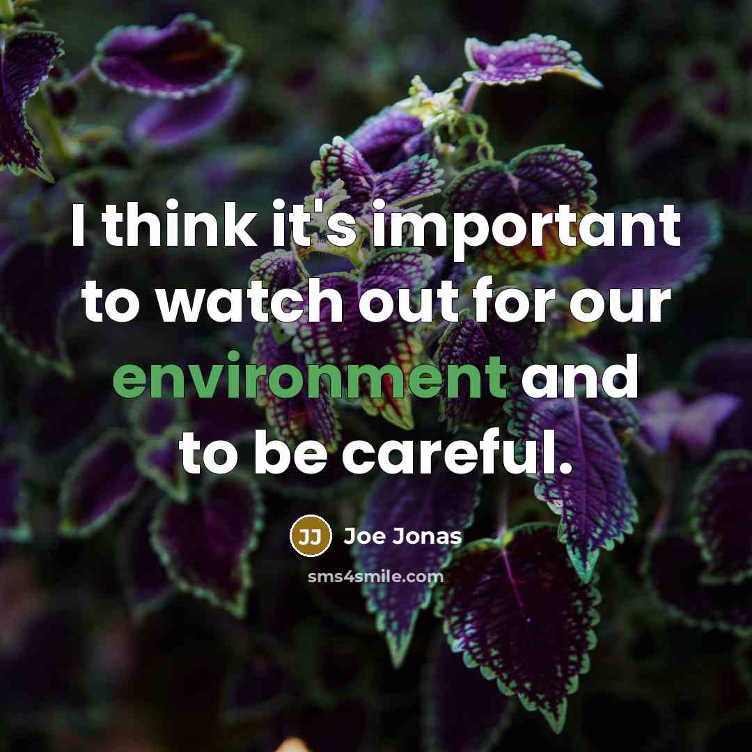 “I think it's important to watch out for our environment…” quote by Joe Jonas